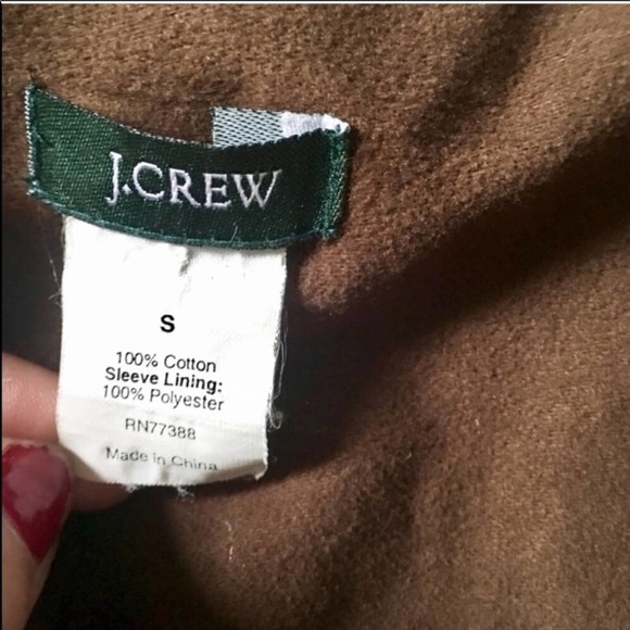 J CREW Chocolate Olive Brown Button Down Felt Riding Jacket Blazer S Houndstooth - Picture 6 of 7